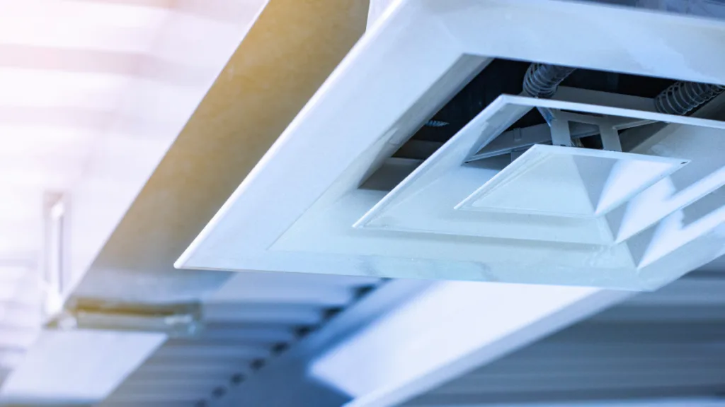 A close up of a ventilation system in an hvac system